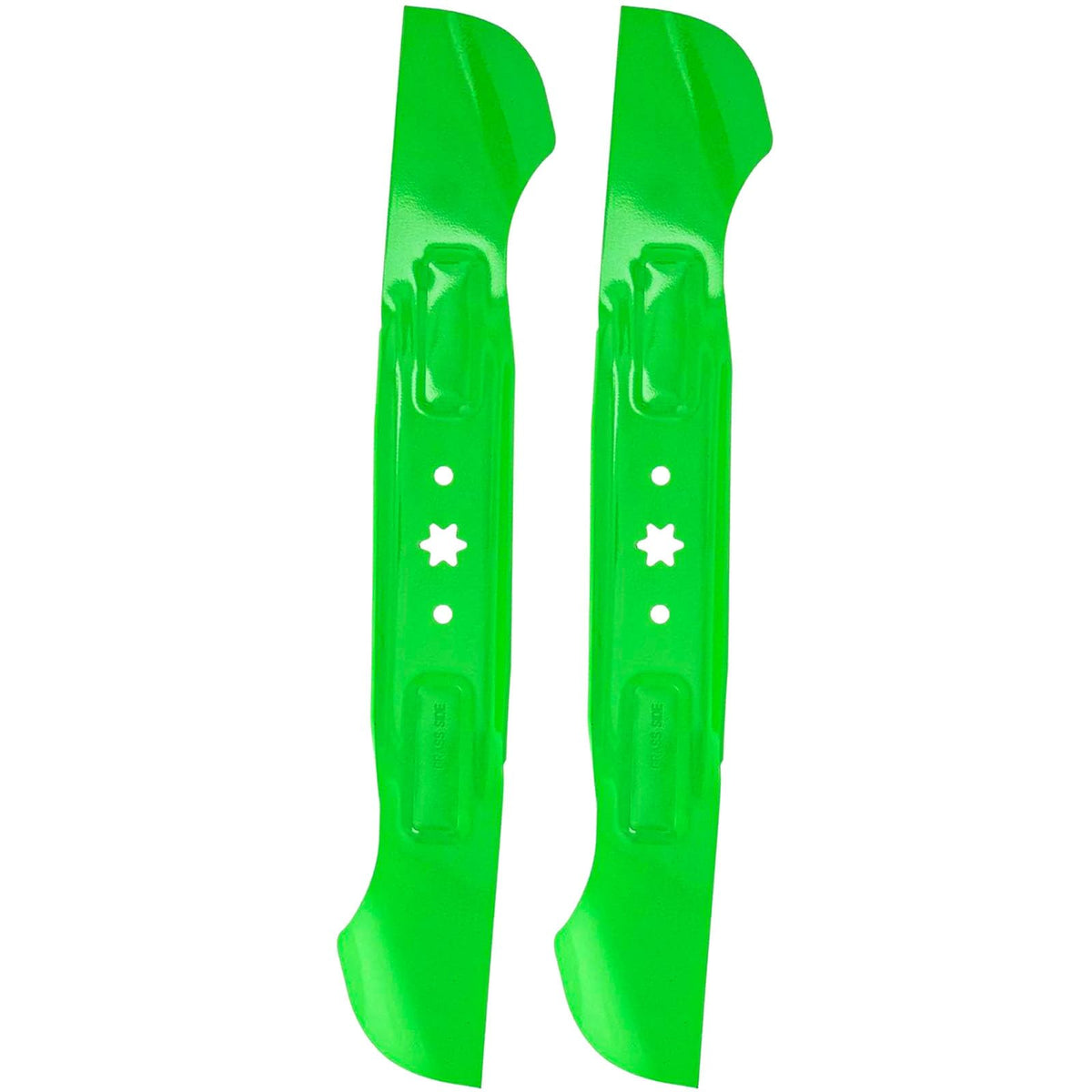 TENGMUJX front view of two 46 inch high-lift blades showing fit for quick replacement