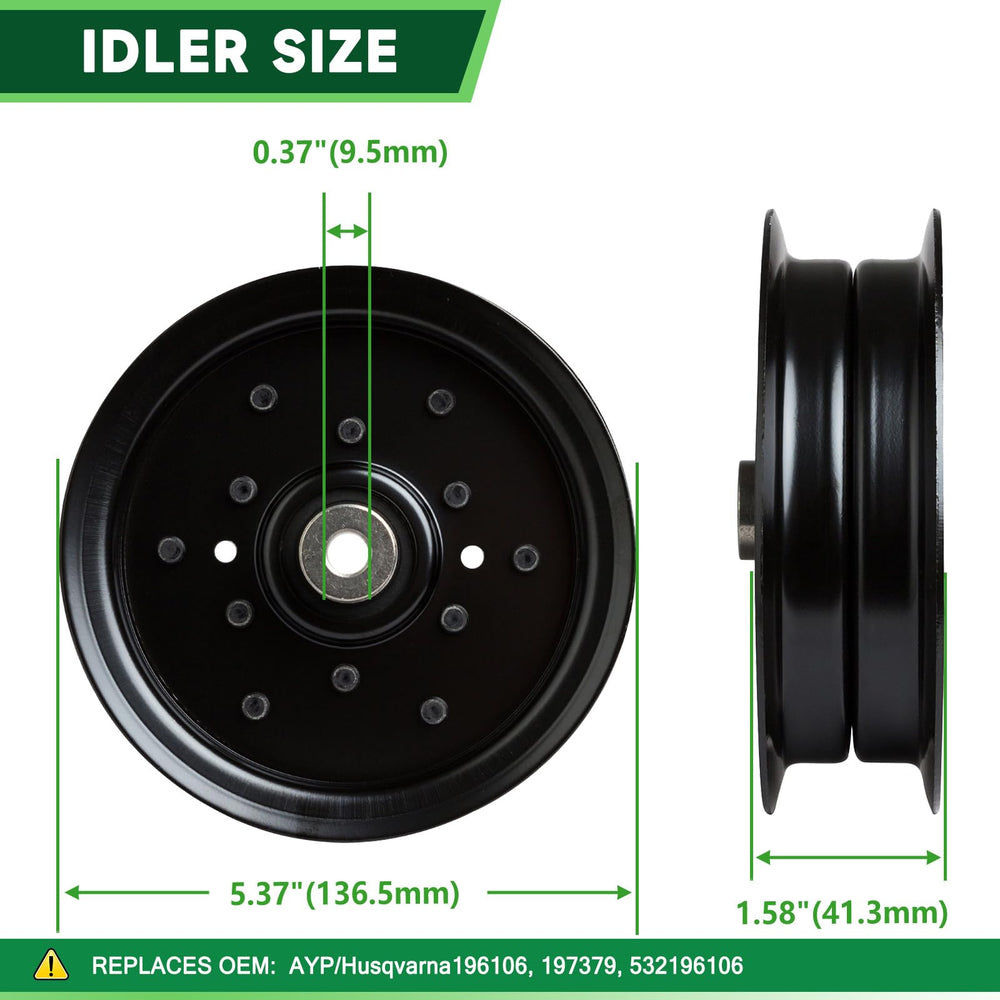 TENGMUJX idler pulleys side view showing metal groove to improve belt tracking