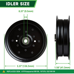 TENGMUJX idler pulleys side view showing metal groove to improve belt tracking