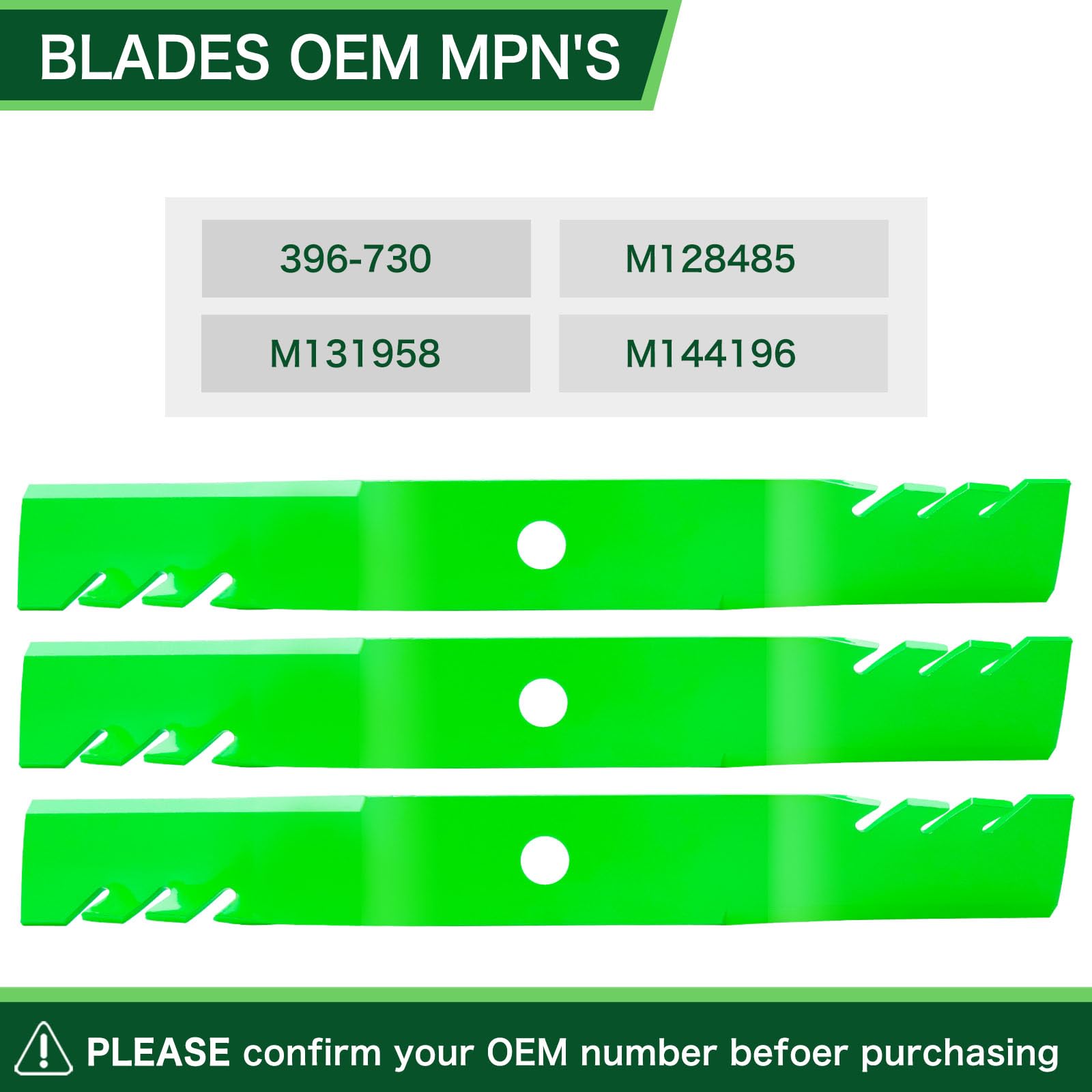 TENGMUJX blades installed on mower deck while cutting, delivers even, balanced mowing