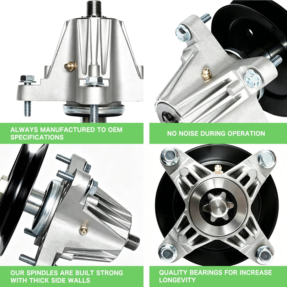 TENGMUJX installed spindle on deck demonstrating correct fit and reduced vibration benefit