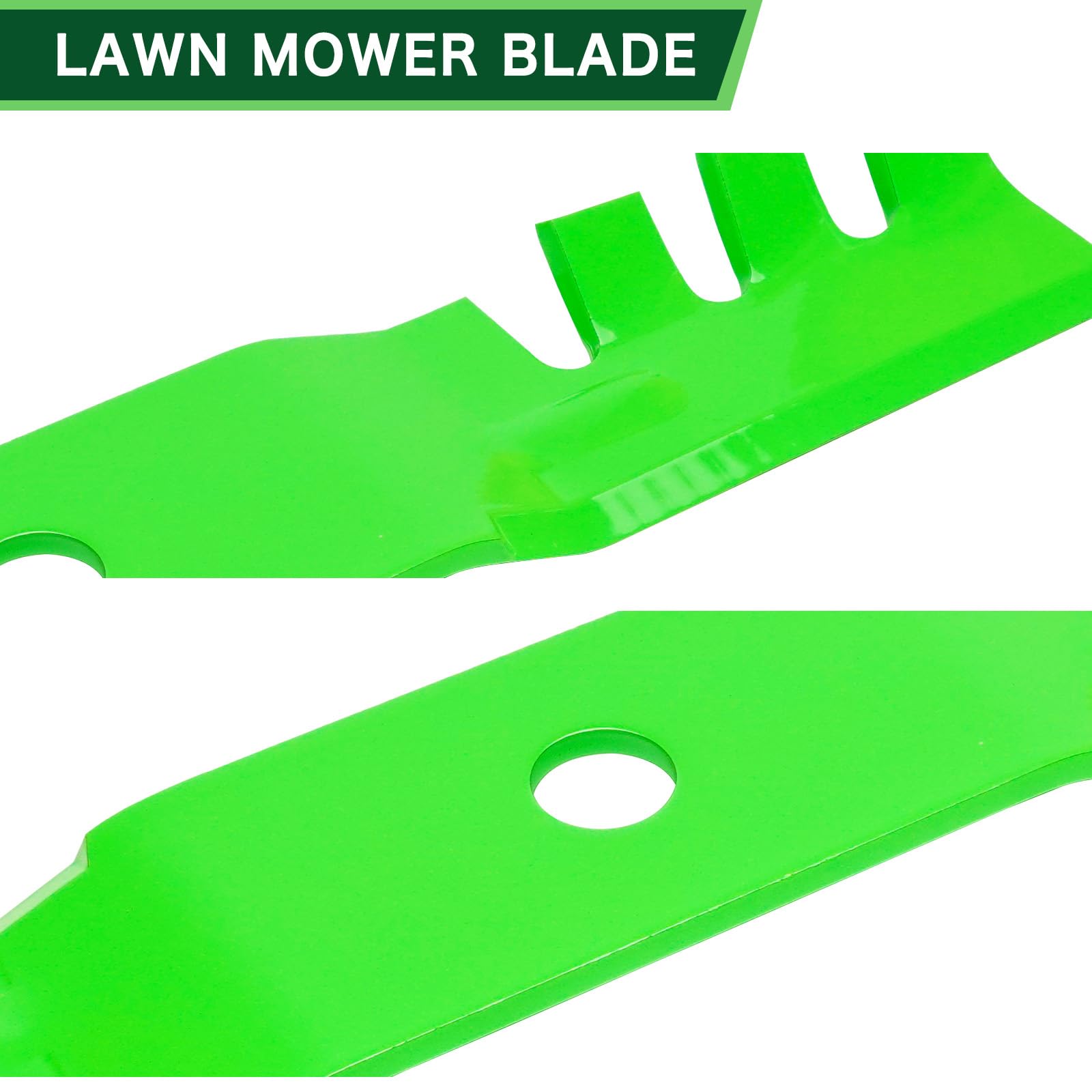 TENGMUJX blade beside tape measure showing 16.5-inch length for confirming proper deck fit