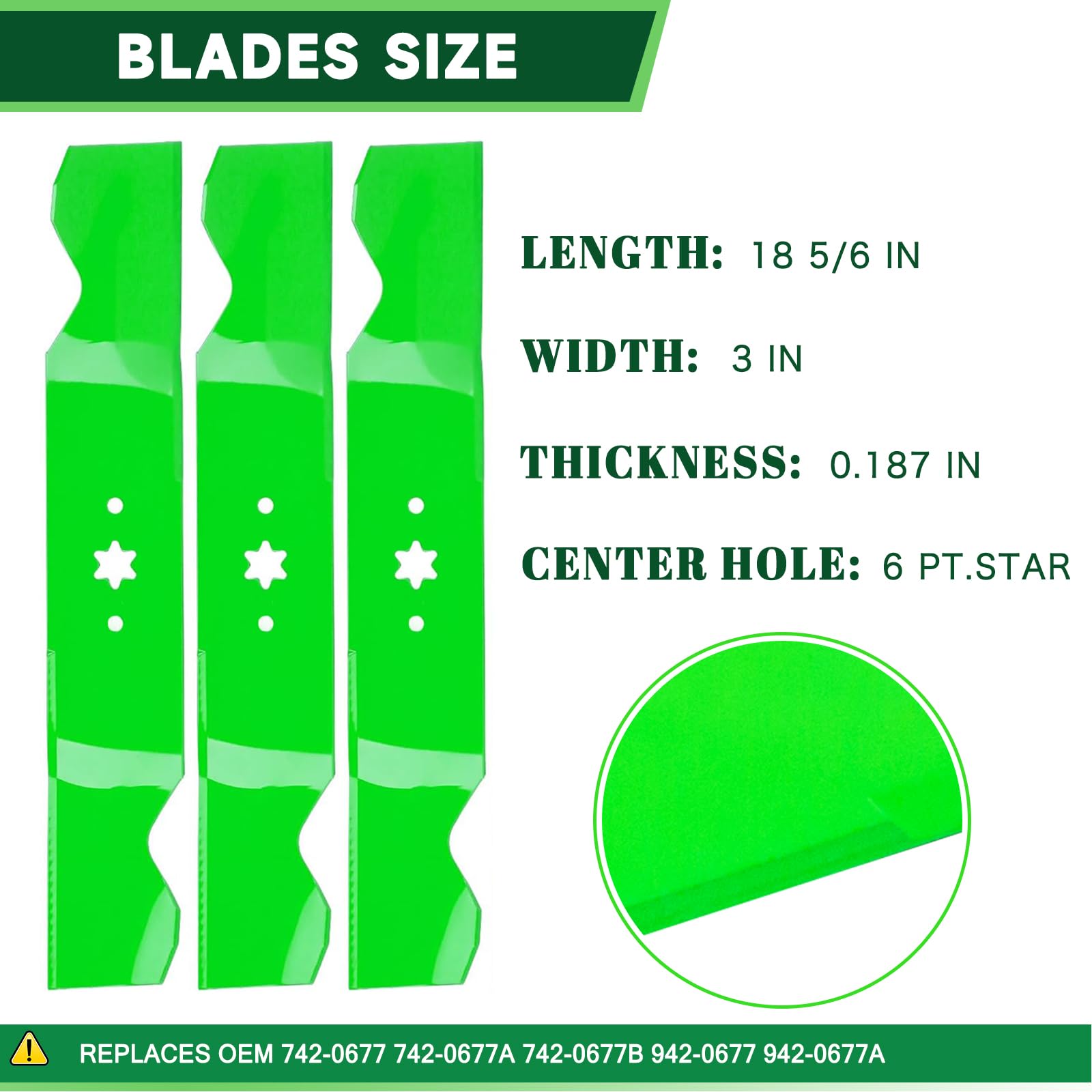 TENGMUJX mower blade detail showing sharp edge for cleaner grass cuts