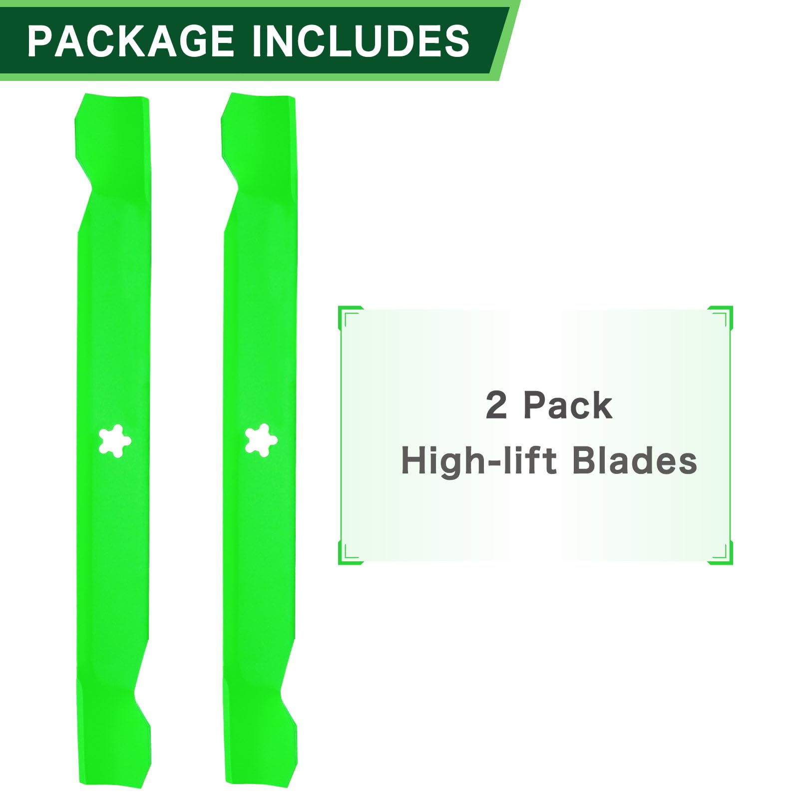 TENGMUJX blade next to ruler showing 20 7/8 inch length for correct 42 inch deck size