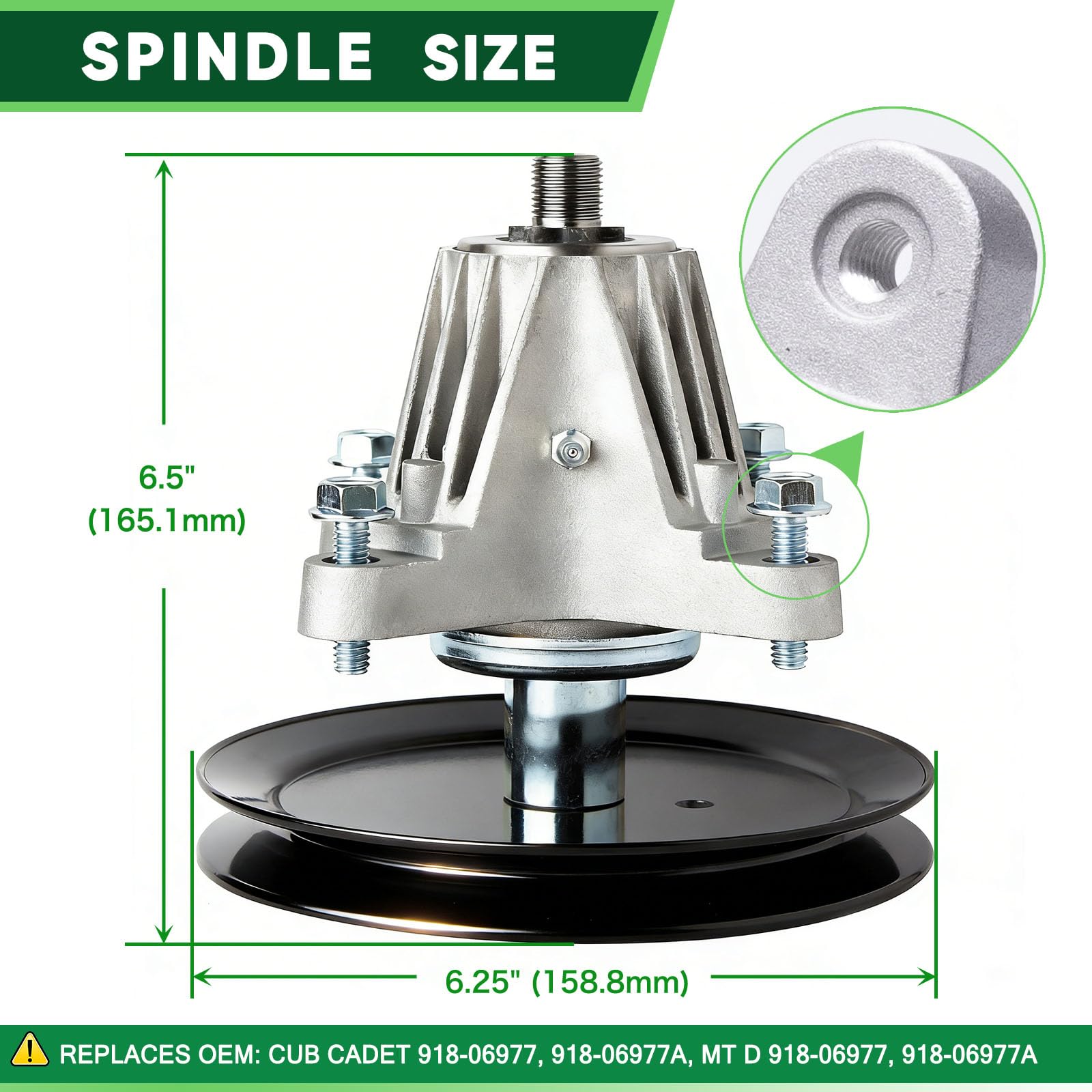 TENGMUJX spindle assembly close-up showing durable bearings and fit