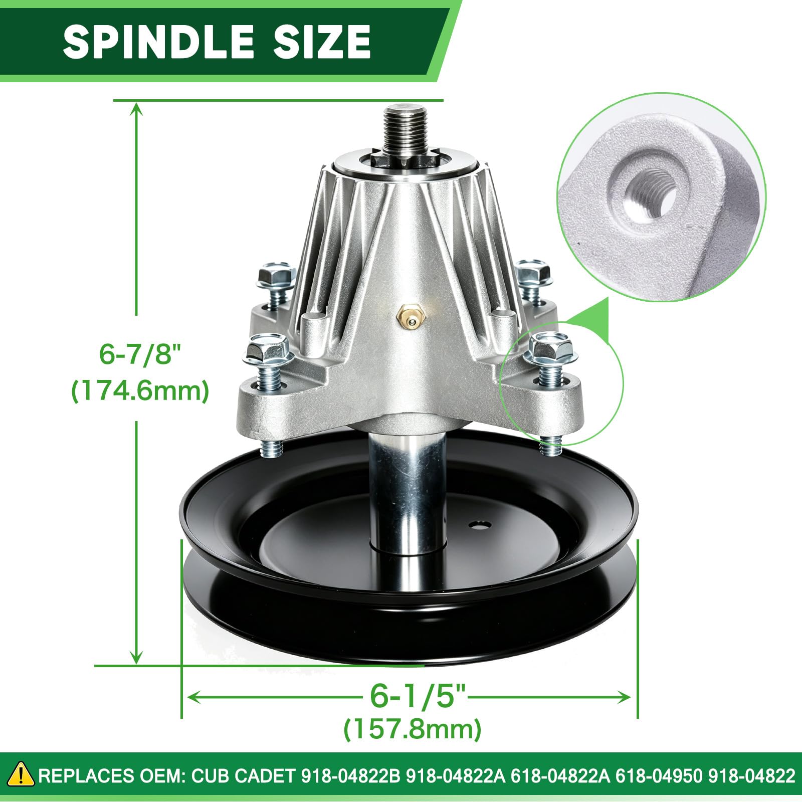 TENGMUJX spindle close-up showing bearing and threads for durability