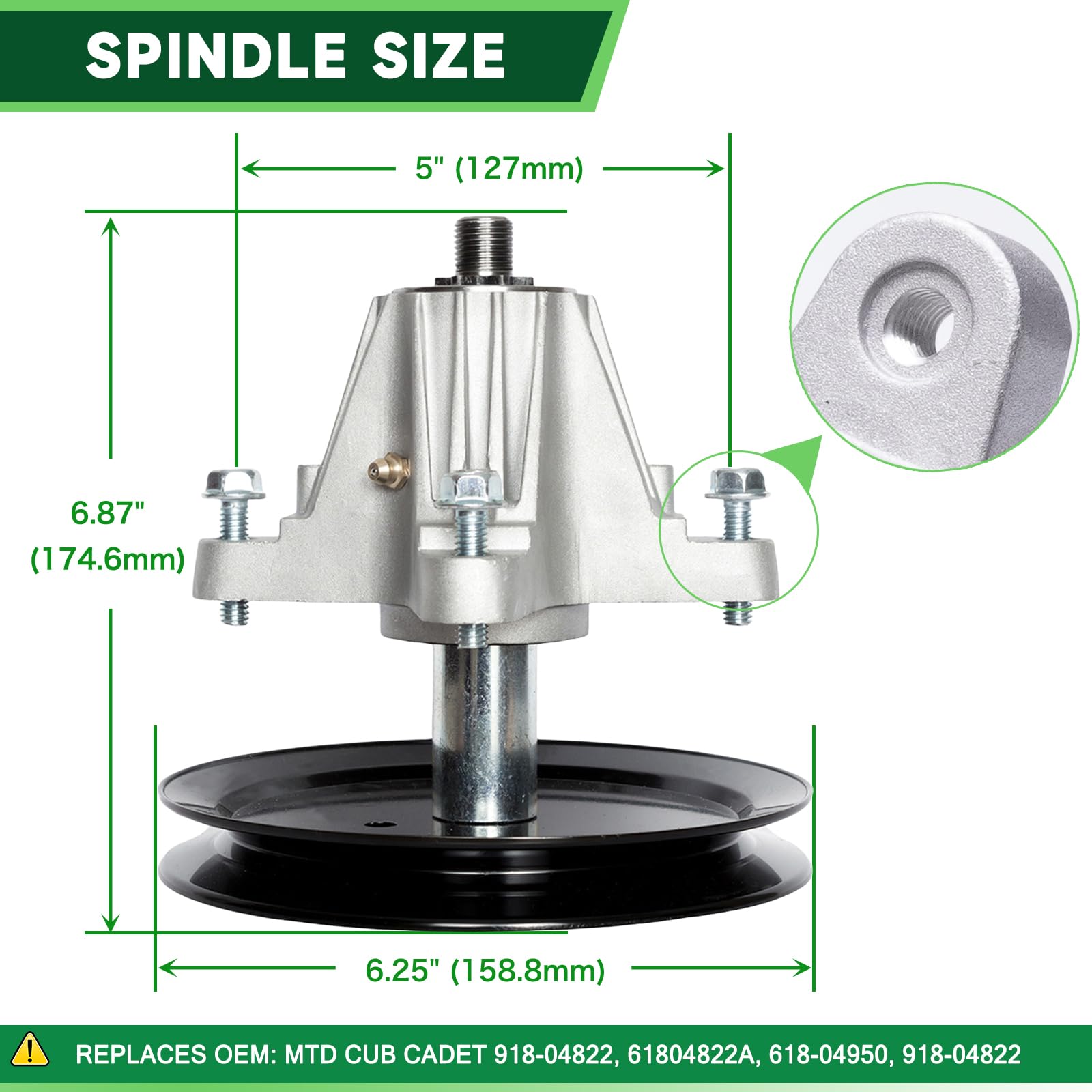 TENGMUJX spindle close-up showing bearings and durable construction benefit