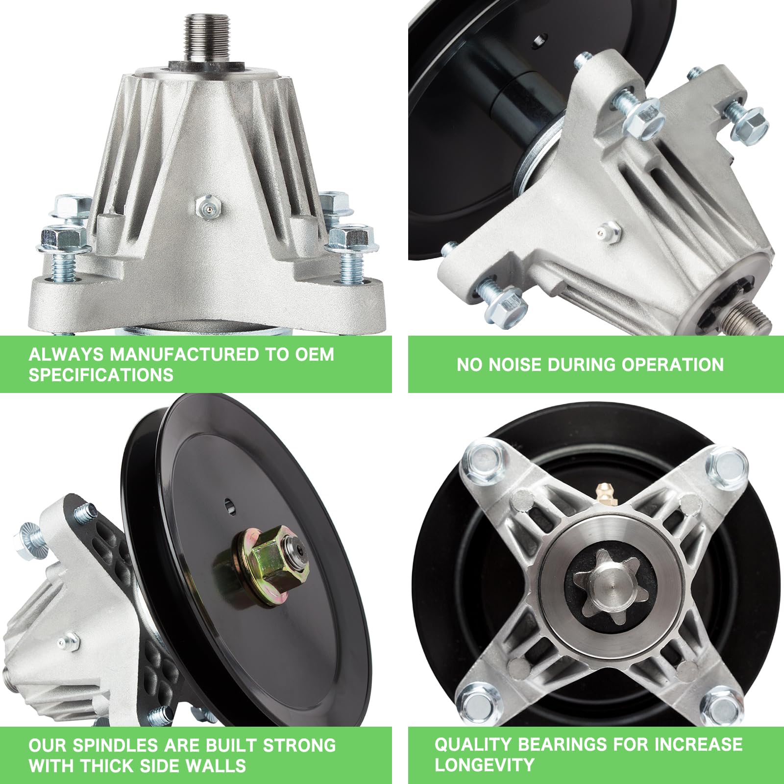 TENGMUJX spindle mounted on a deck illustrating direct-fit replacement