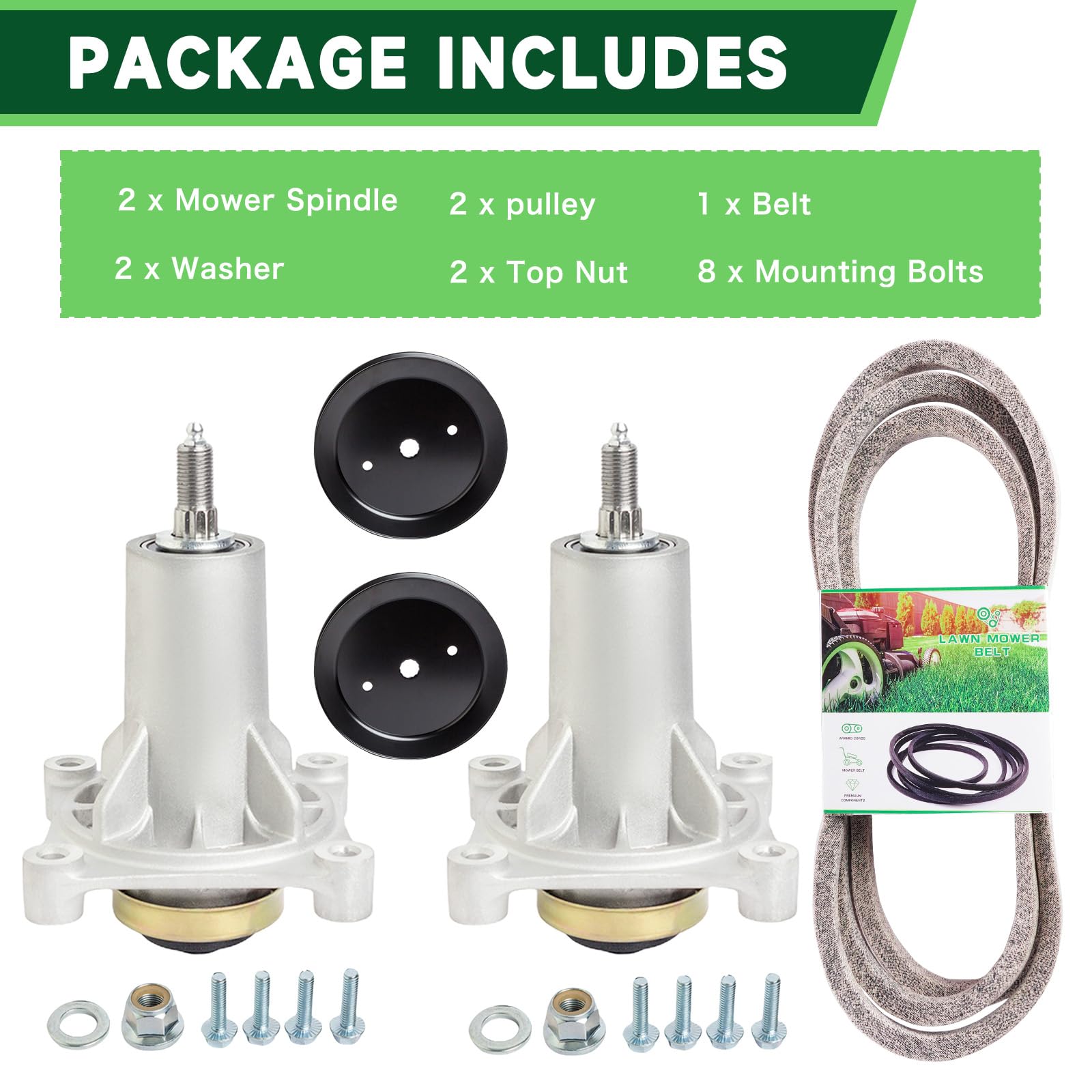 TENGMUJX two spindles and two pulleys arranged to show complete kit convenience