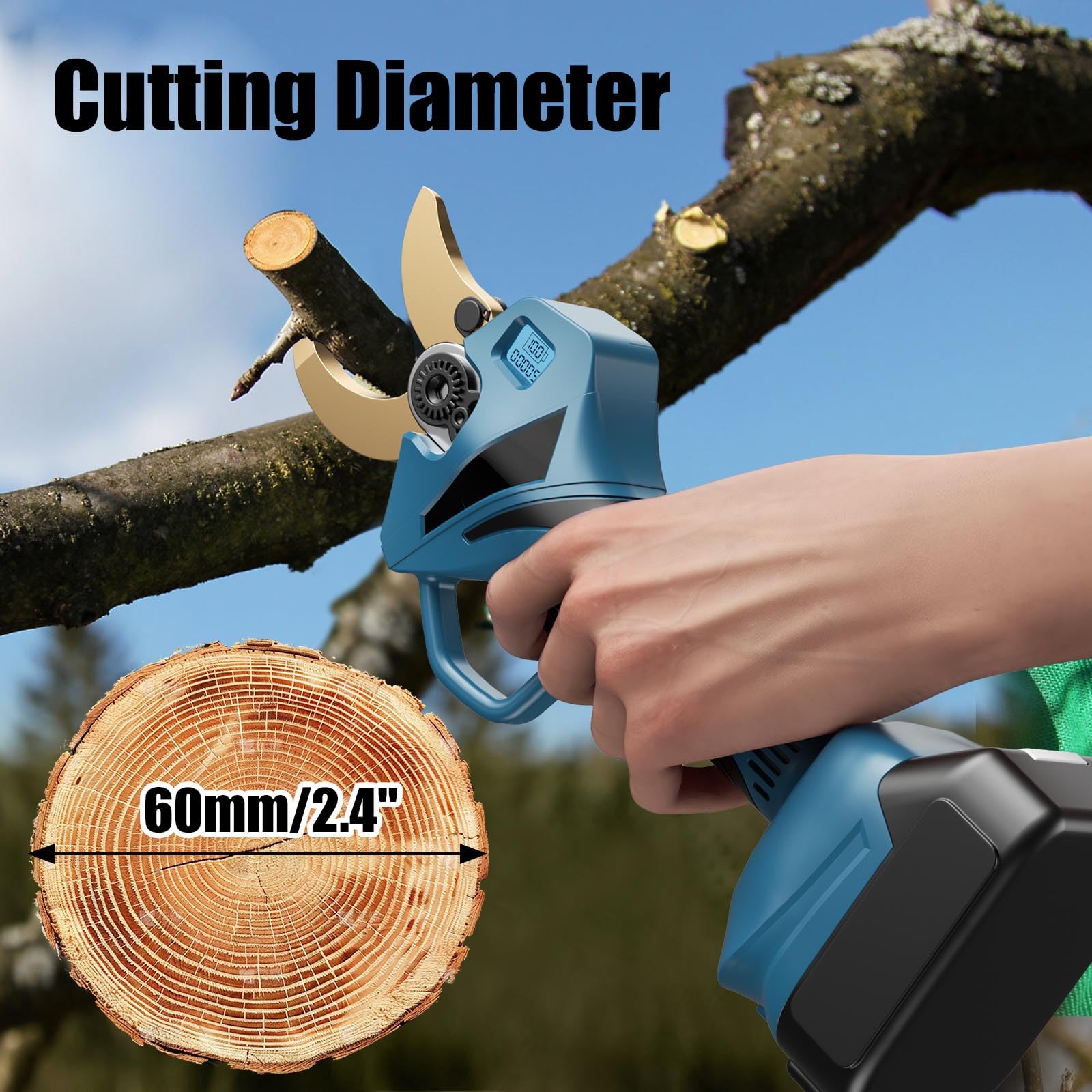 TengXcel LCD display and controls providing cut count and battery info