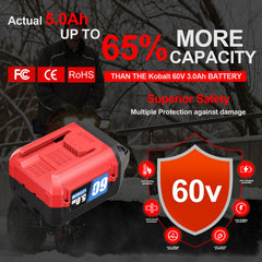 TenHutt 60V side terminals and label illustrating compatibility and safety