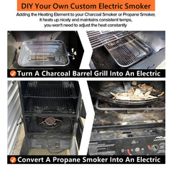 Teonkeeys element installed in smoker base demonstrating simple retrofit and reliable heat