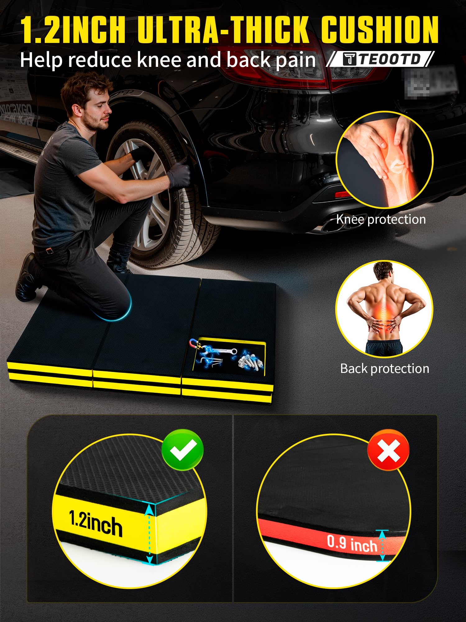 TEOOTD folded compact mat with handle for easy transport and storage