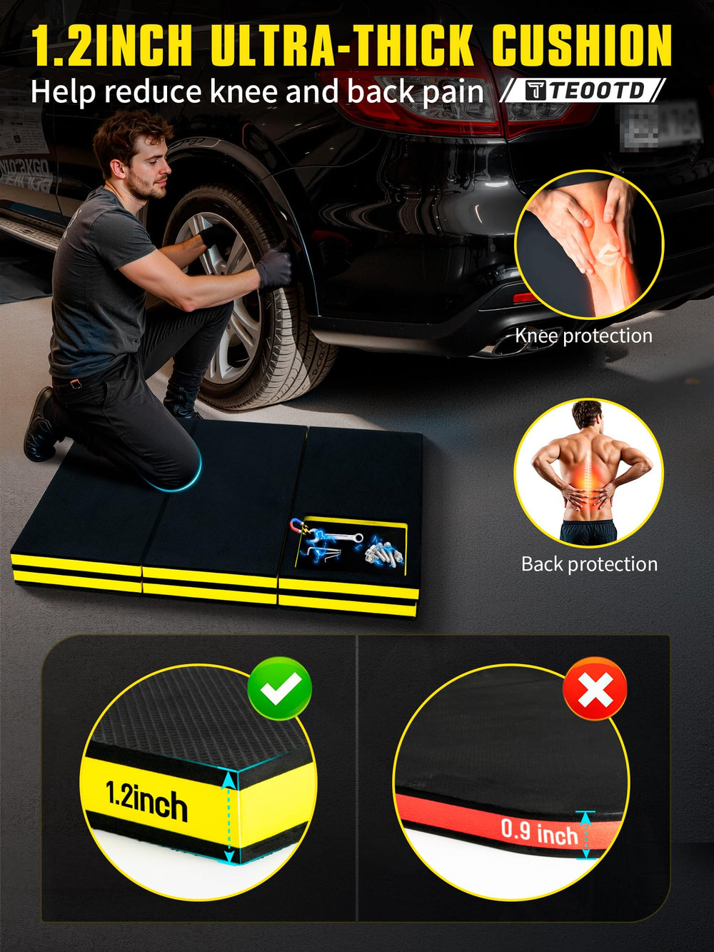 TEOOTD folded compact mat with handle for easy transport and storage