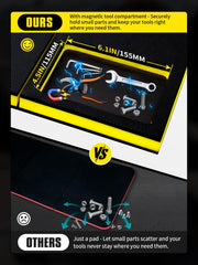 TEOOTD closeup magnetic compartment securing metal screws and tools