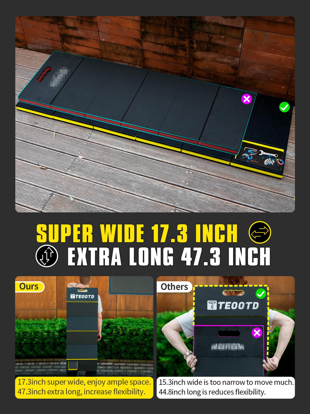 TEOOTD textured surface detail providing anti-slip stability and balance