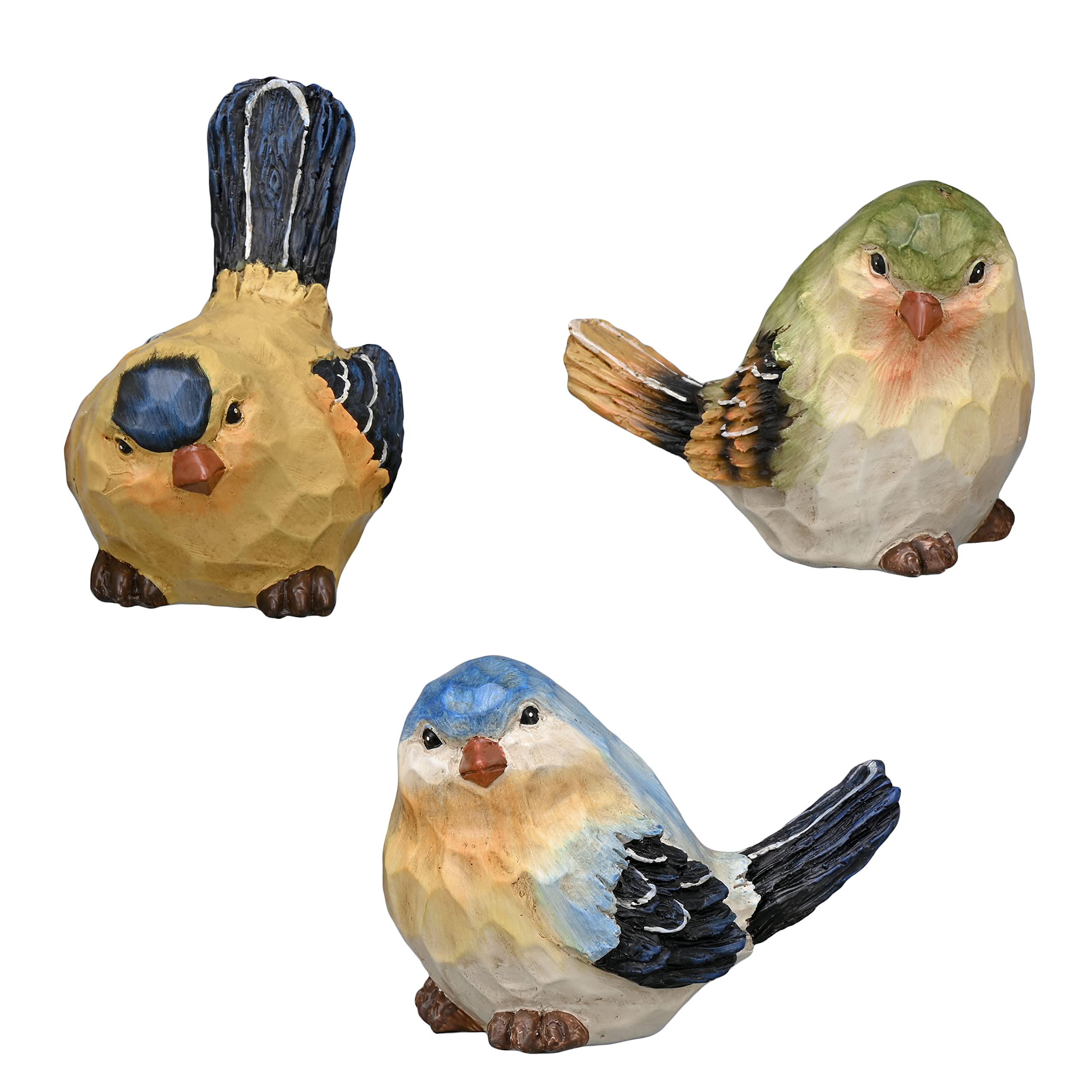 TERESA'S COLLECTIONS front view of three bird statues showing coordinated design and color