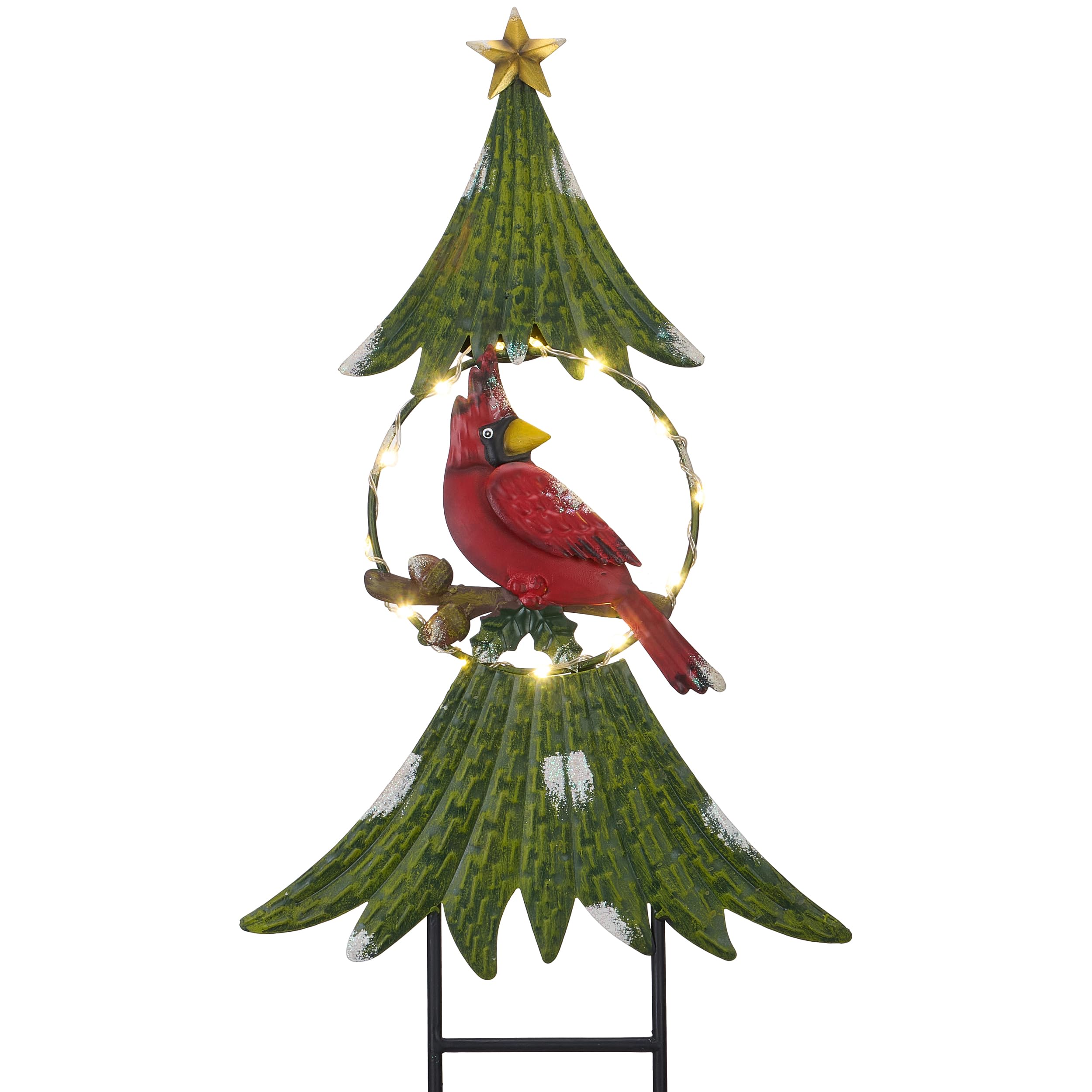 TERESA'S COLLECTIONS front view of metal tree stake showing festive design and curb appeal