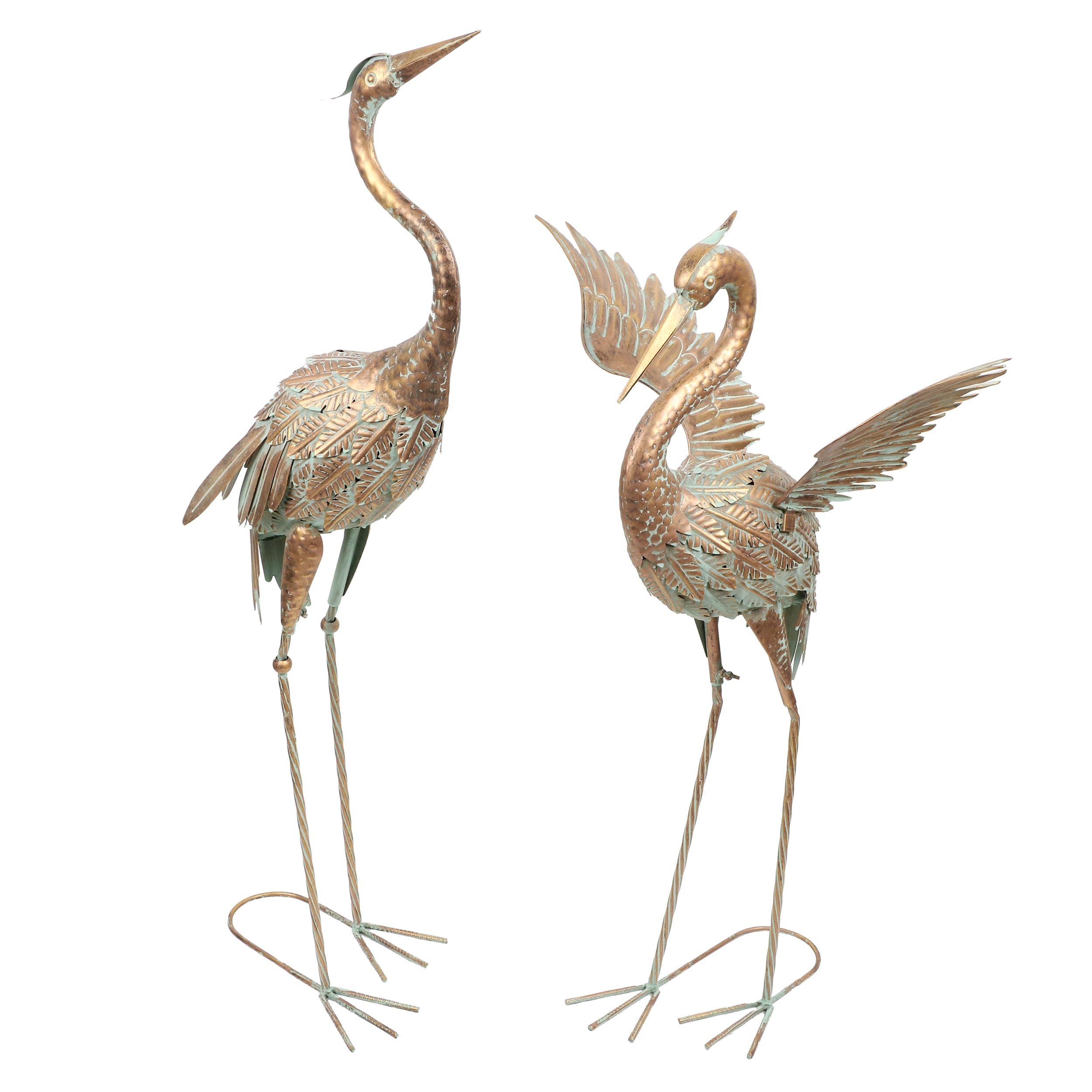 TERESA'S COLLECTIONS front view of blue-gold crane showing elegant silhouette and curb appeal