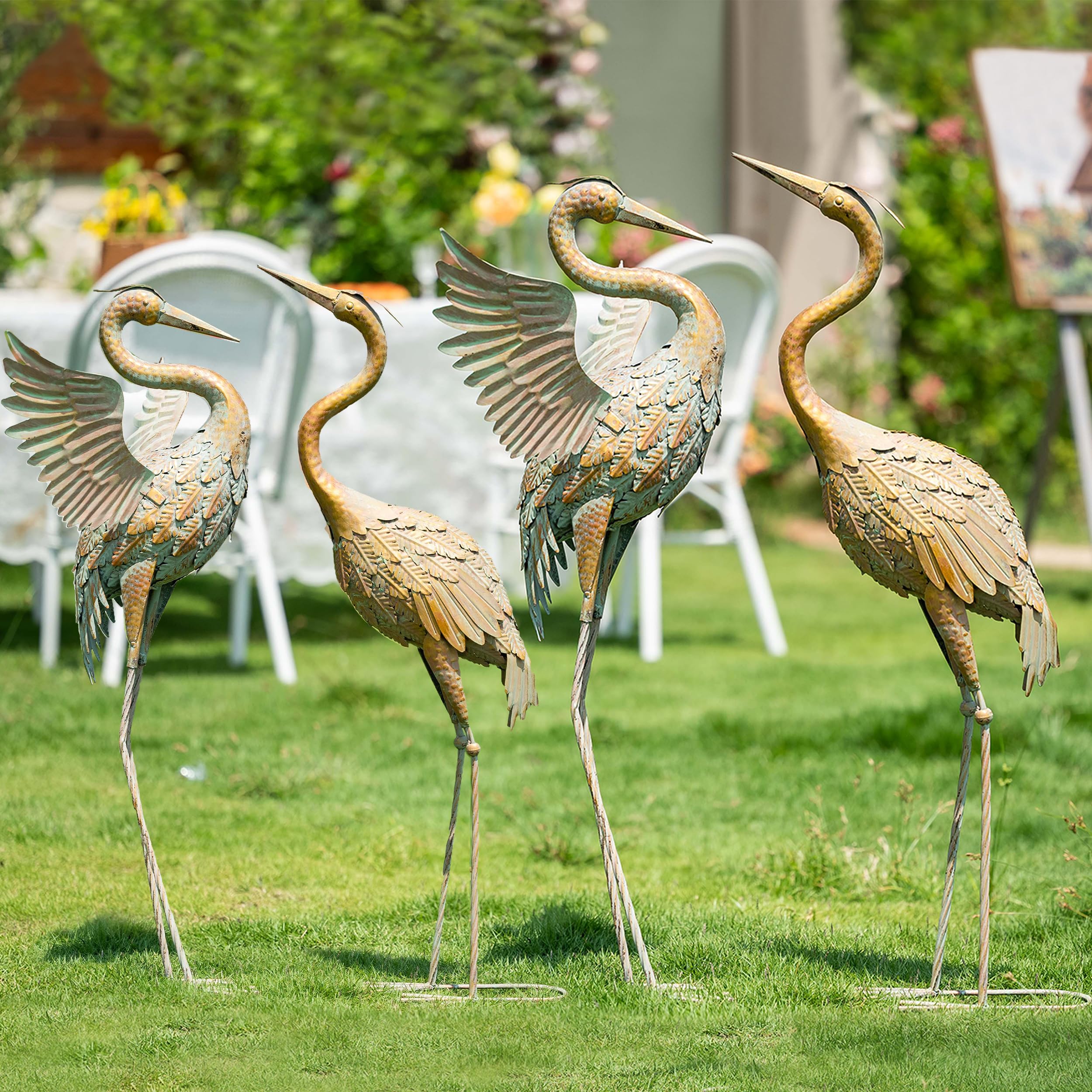 TERESA'S COLLECTIONS cranes staged in a backyard setting showing decorative curb appeal