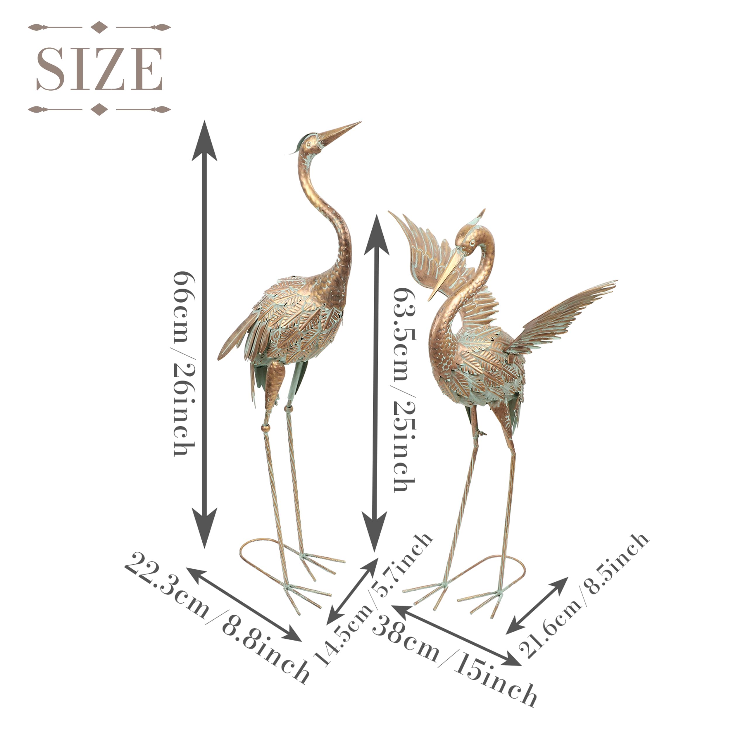 TERESA'S COLLECTIONS pair of cranes beside patio illustrating instant outdoor style upgrade