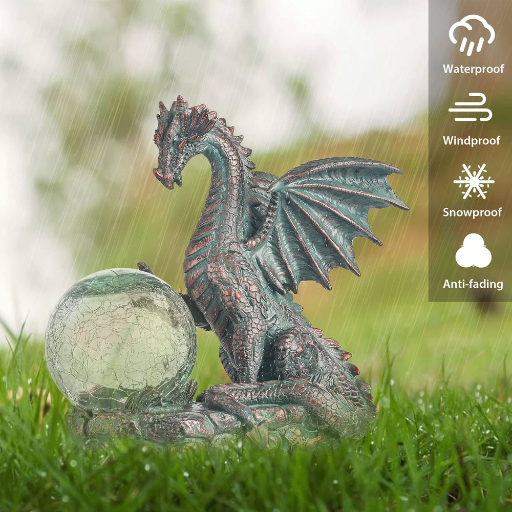 TERESA'S COLLECTIONS dragon statue placed in flower bed adding focal interest