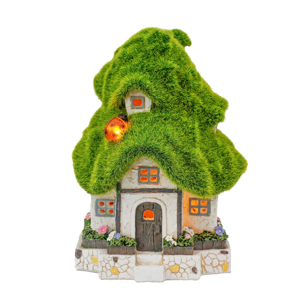 TERESA'S COLLECTIONS front view showing colorful cottage and solar light benefit