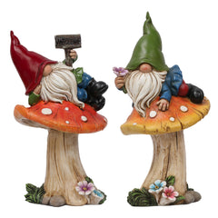 TERESA'S COLLECTIONS front view of both gnomes showing welcoming posture benefits curb appeal