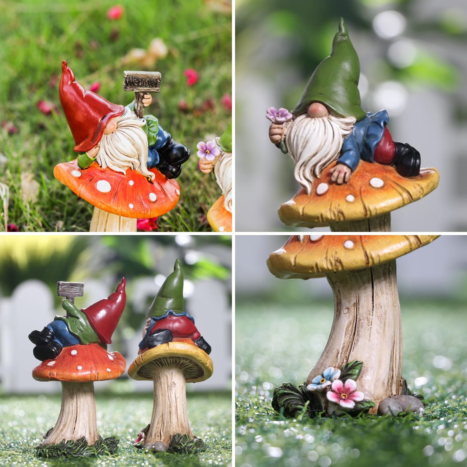 TERESA'S COLLECTIONS red mushroom base close-up highlighting sculpted detail and stable stance benefit