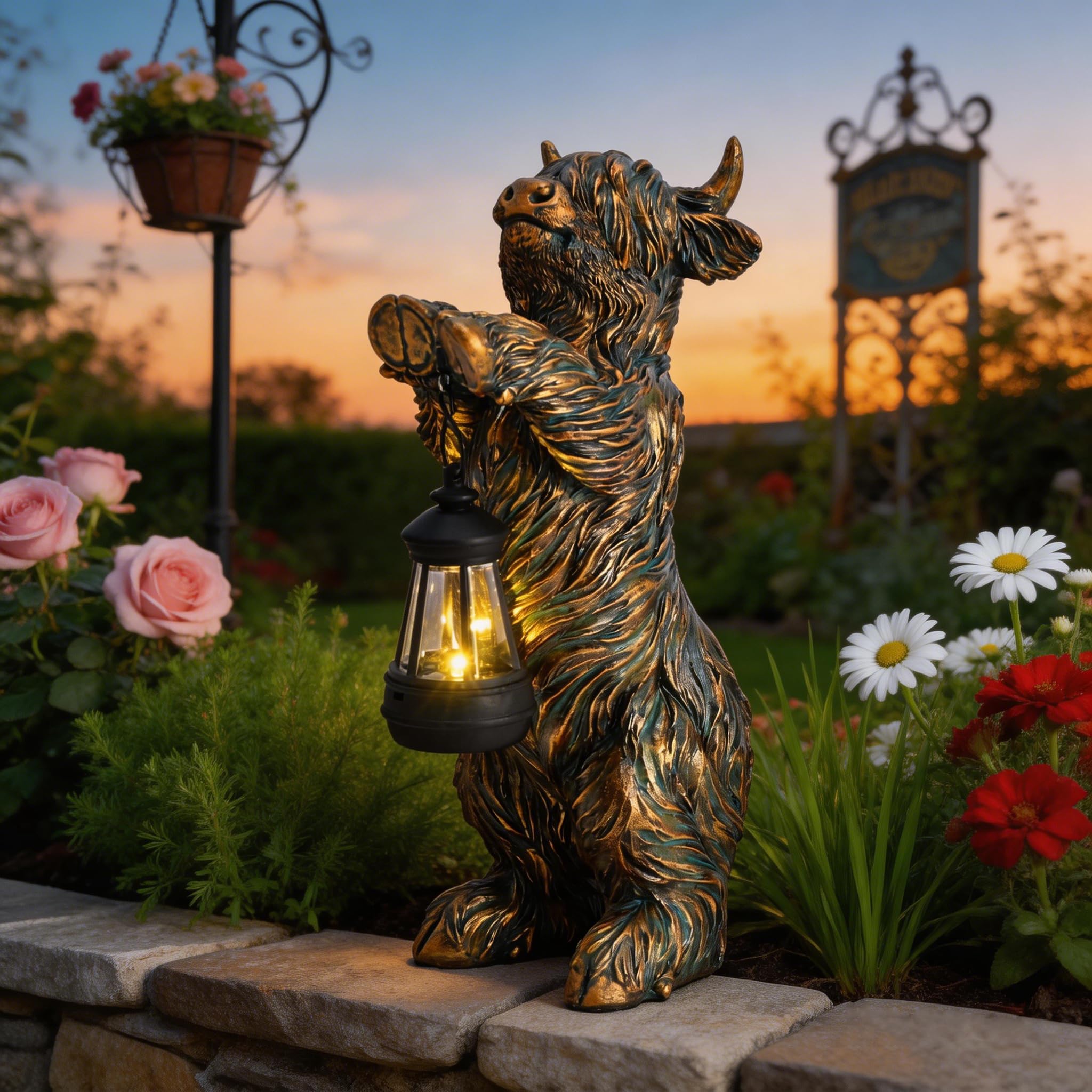 TERESA'S COLLECTIONS front view showing cow lantern and welcoming light benefit