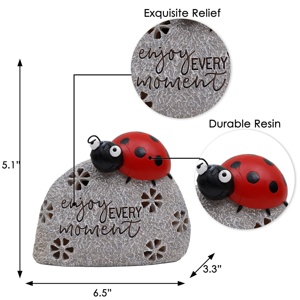 TERESA'S COLLECTIONS ladybug glowing at night delivering soft solar illumination