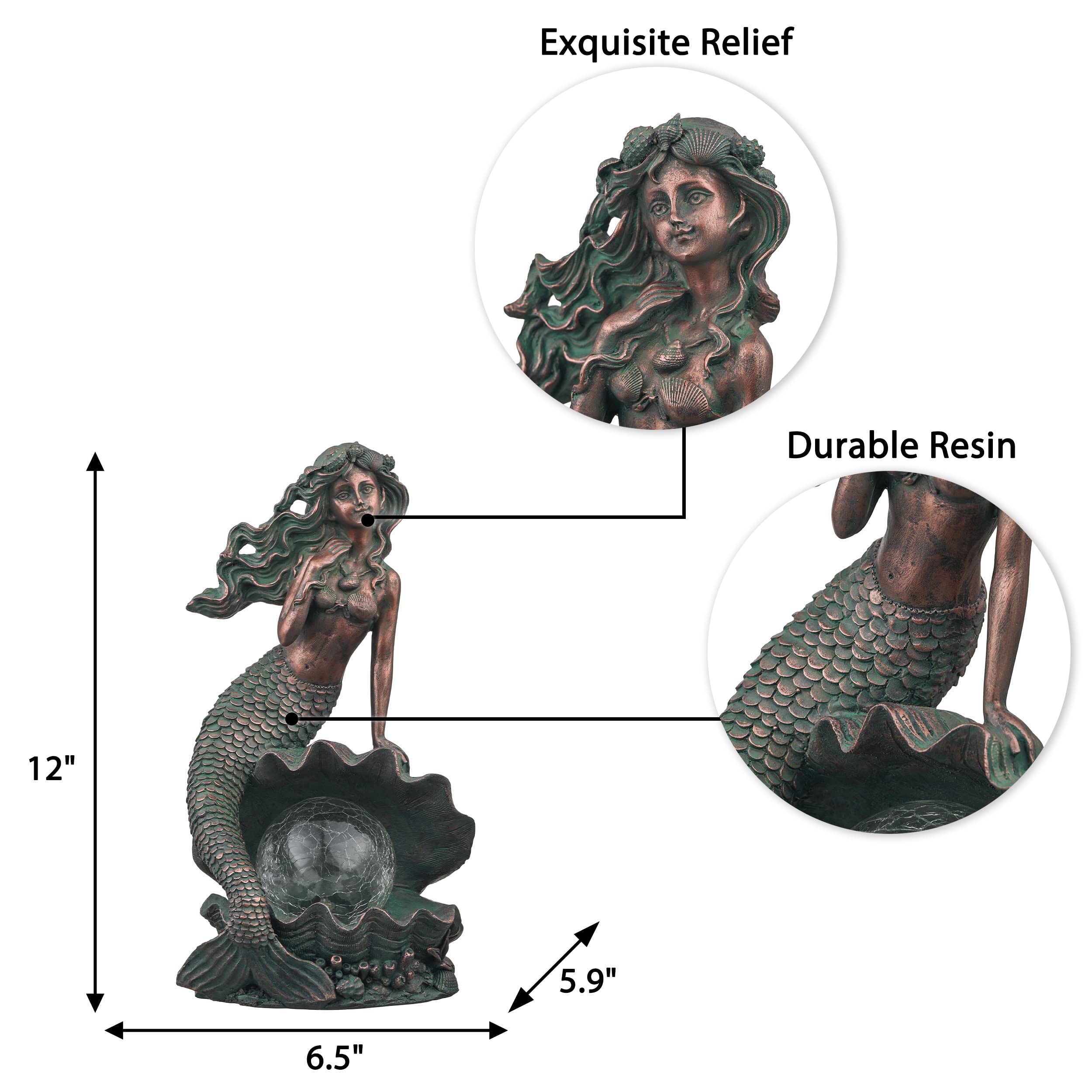 TERESA'S COLLECTIONS mermaid next to ruler showing compact 12 inch scale