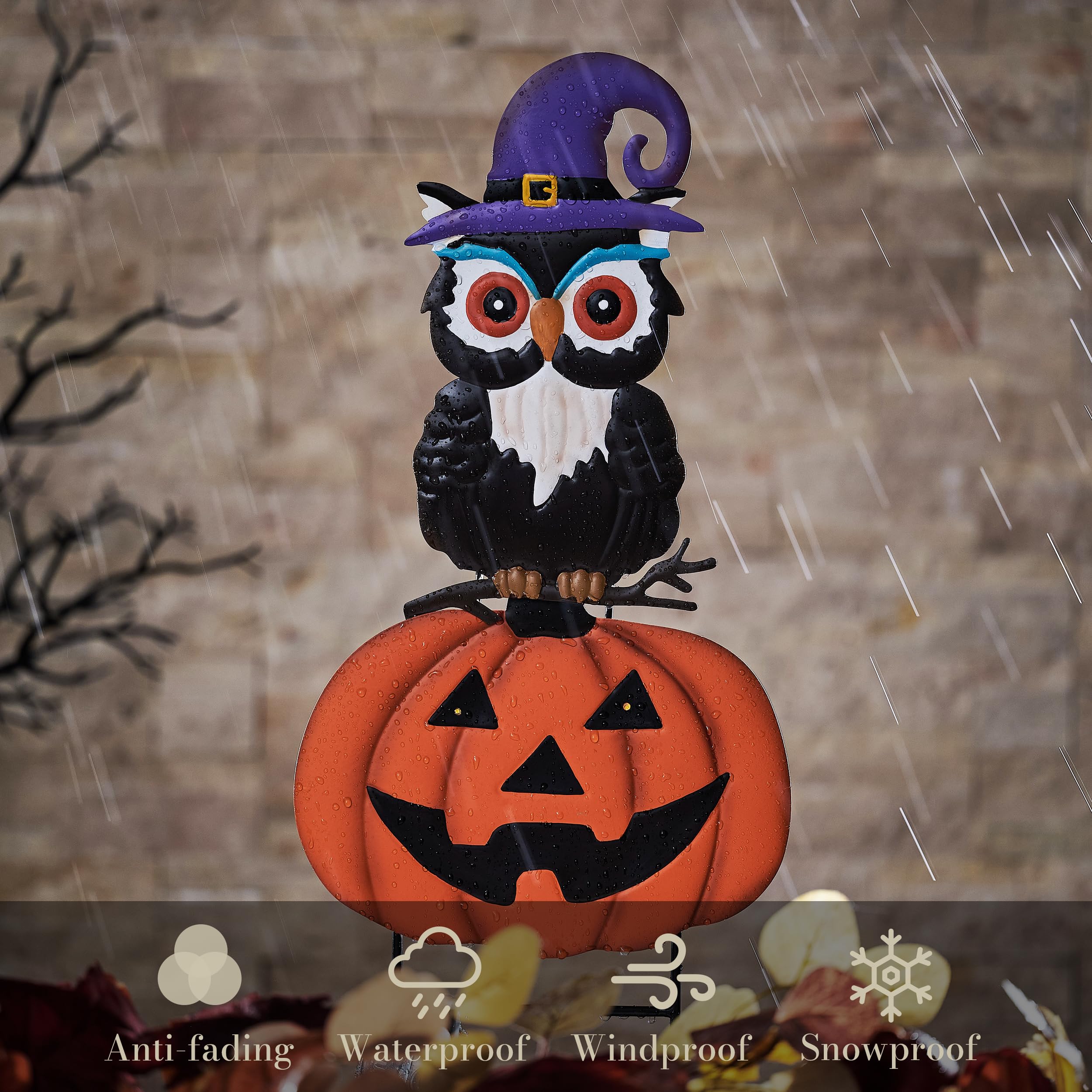 TERESA'S COLLECTIONS owl perched on pumpkin showing whimsical seasonal detail