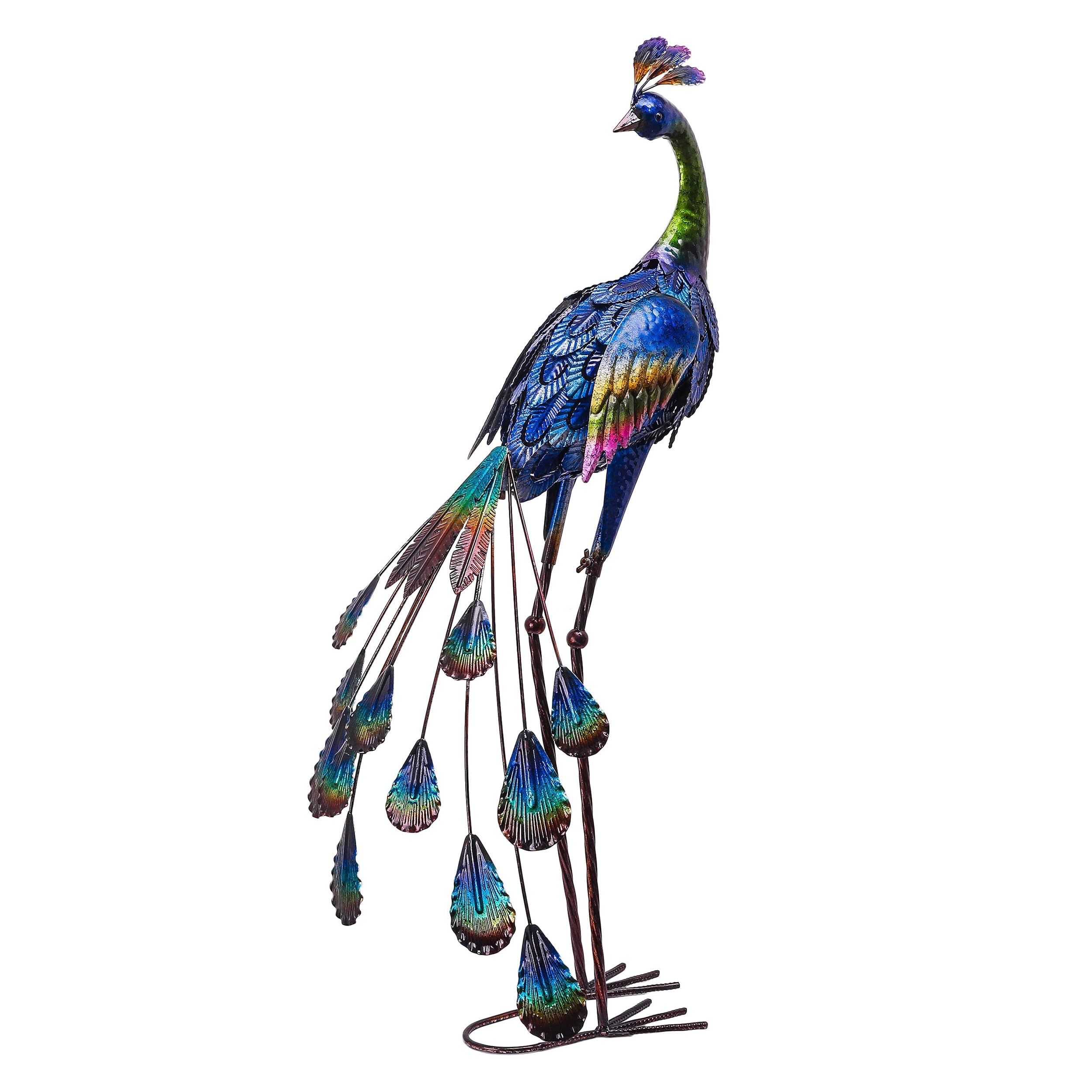 TERESA'S COLLECTIONS peacock front view showing vibrant blue color and garden flair