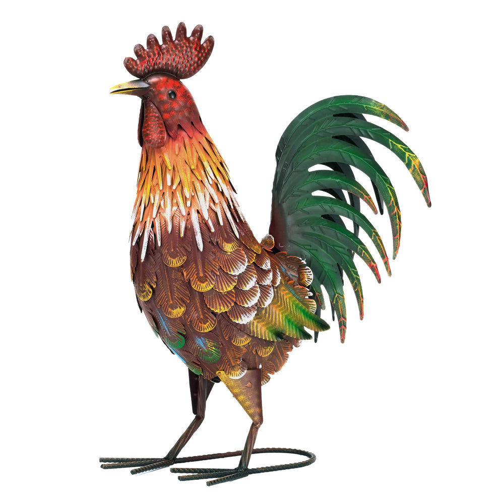 TERESA'S COLLECTIONS red rooster front view showing vibrant color and curb appeal