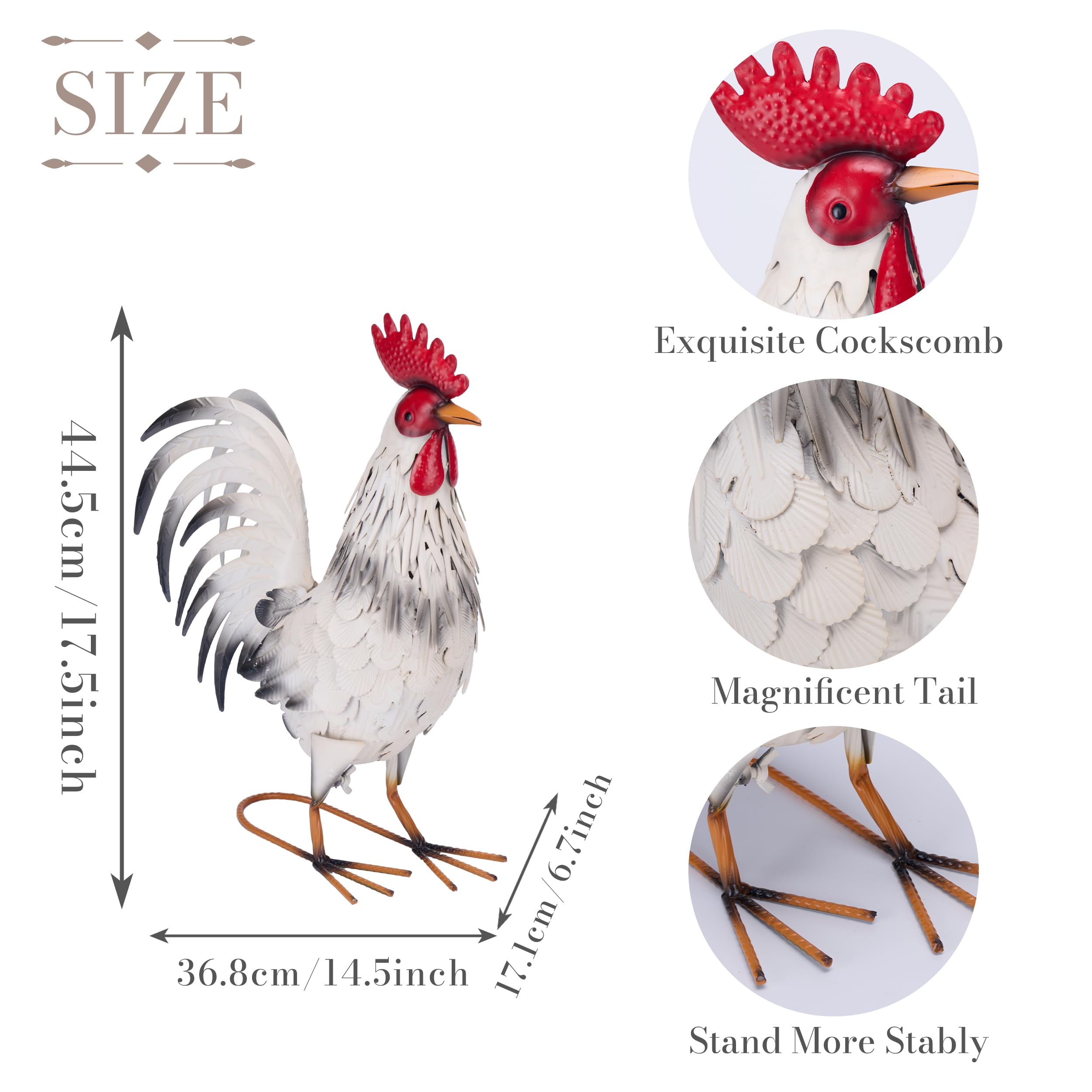 TERESA'S COLLECTIONS rooster on a patio table showing versatile indoor-outdoor styling