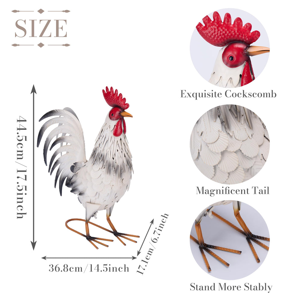TERESA'S COLLECTIONS rooster on a patio table showing versatile indoor-outdoor styling