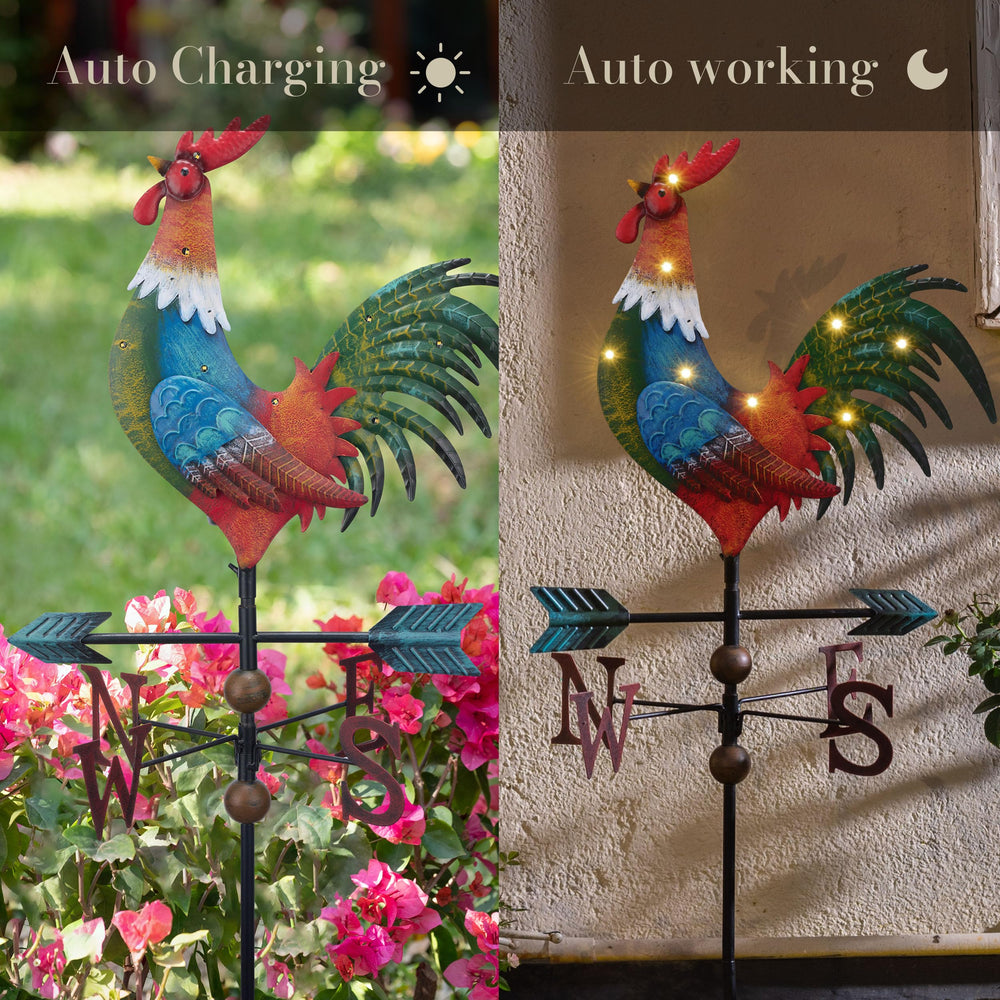 TERESA'S COLLECTIONS glowing rooster at night providing soft ambient lighting