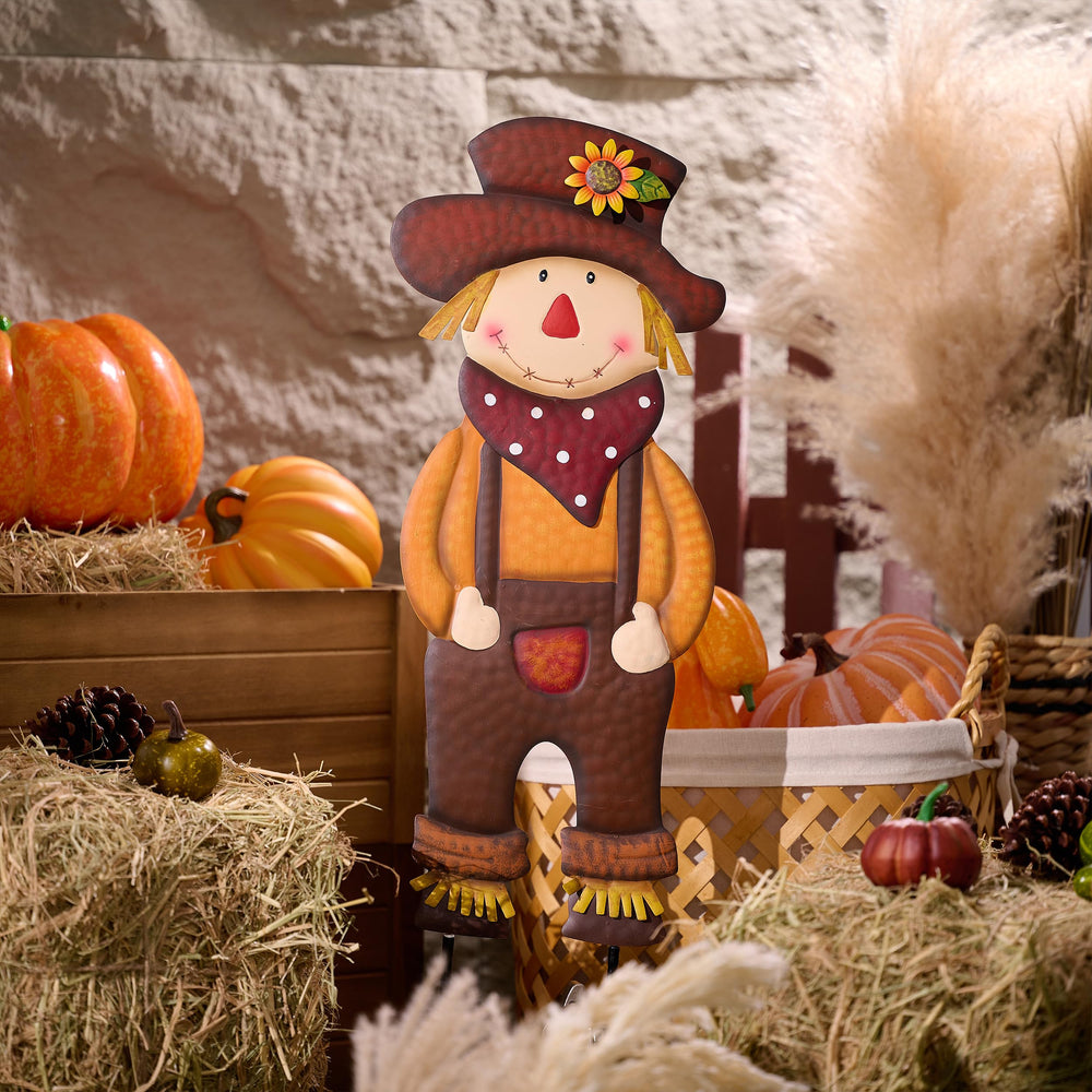 TERESA'S COLLECTIONS scarecrow hung on door, offers welcoming fall decoration