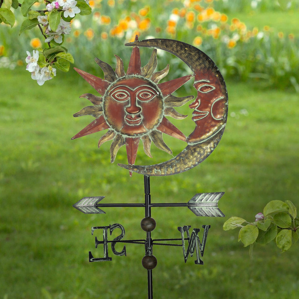 TERESA'S COLLECTIONS side profile of metal weathervane showing arrow and spinning cups for wind indication