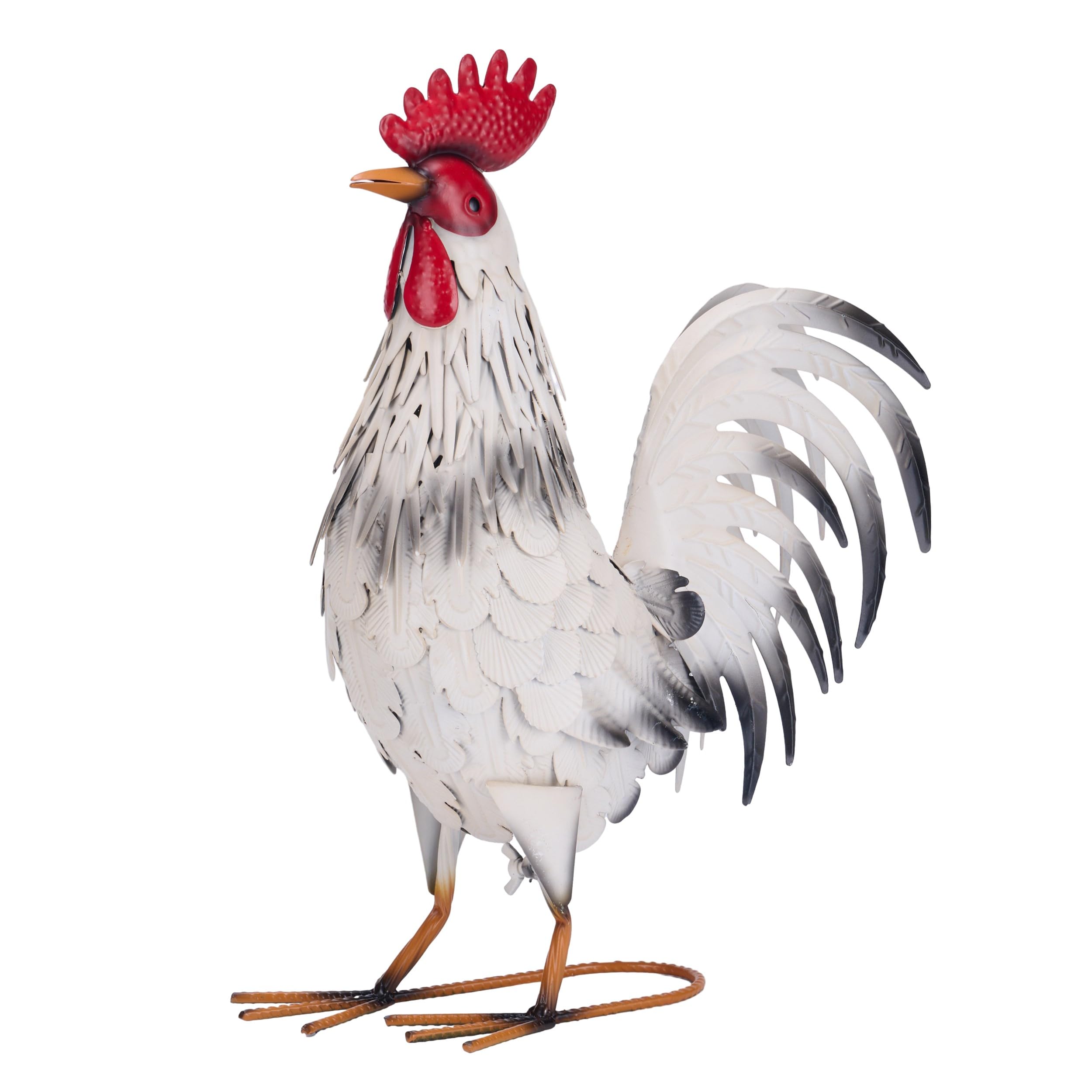 TERESA'S COLLECTIONS front view white rooster statue showing durable design and curb appeal