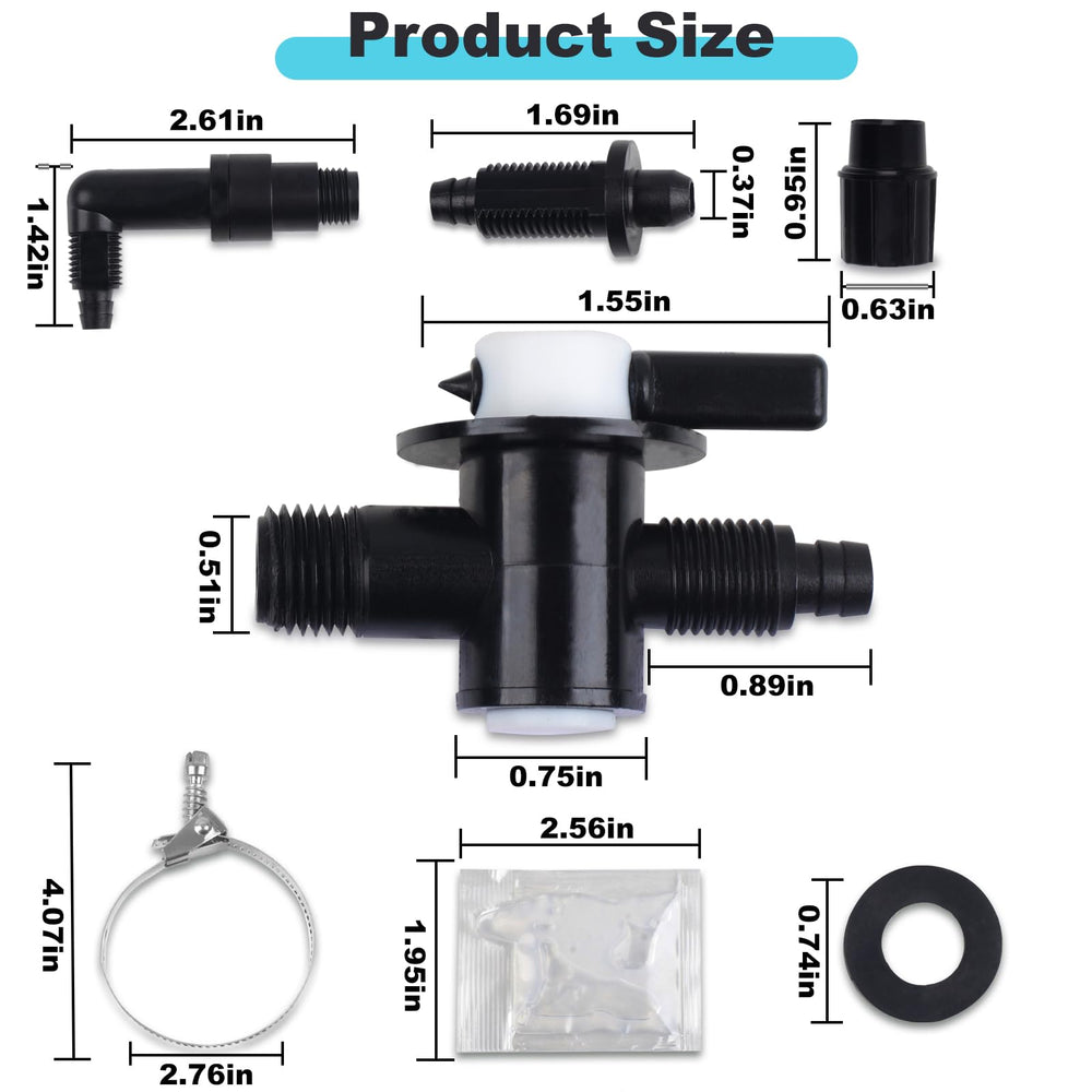 TERGTIRY valve beside tubing for size comparison aiding selection
