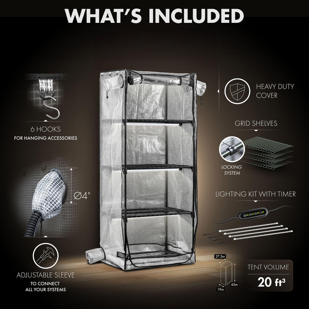 Terra Fungus monotubs inside tent showing optimized fit and production benefit