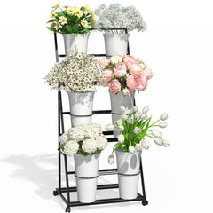 TerraKit front view of 3ft flower stand showing tiered floral display and organization benefits
