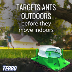 Terro bait station close-up cap and vent showing secure, evaporation-proof design