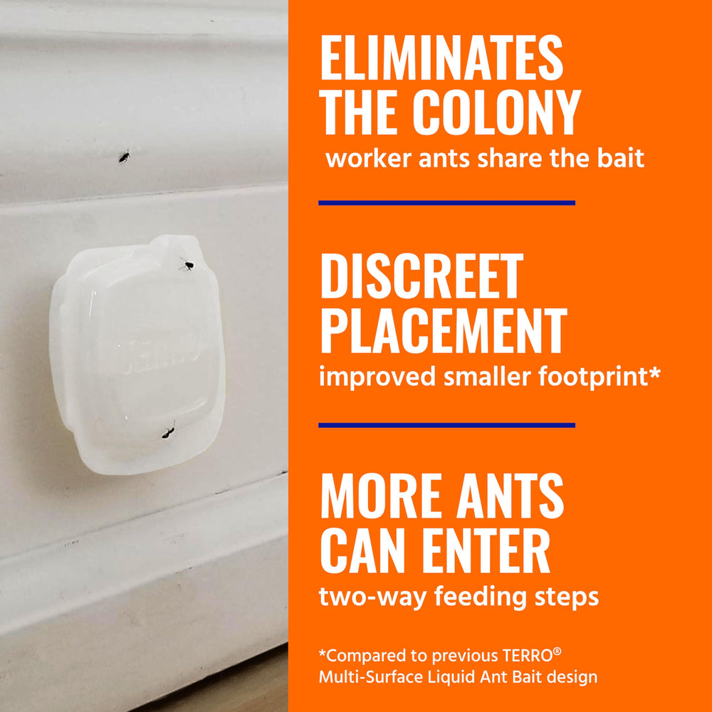 TERRO placed on baseboard near ant trail aiding targeted interception