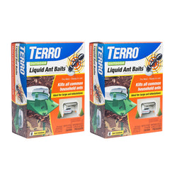 Terro front packaging showing 12 pre-filled outdoor bait stations and benefits