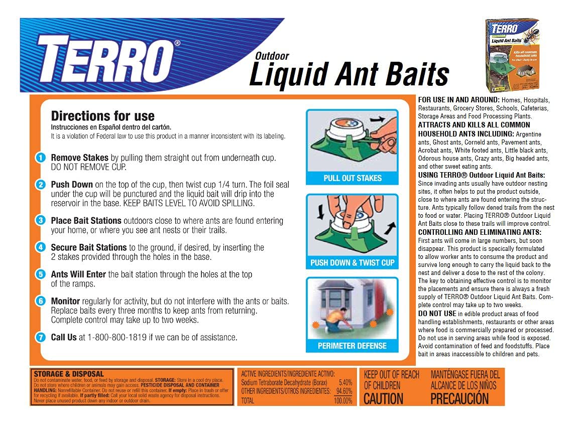 Terro bait station beside coin and stake showing compact size and scale