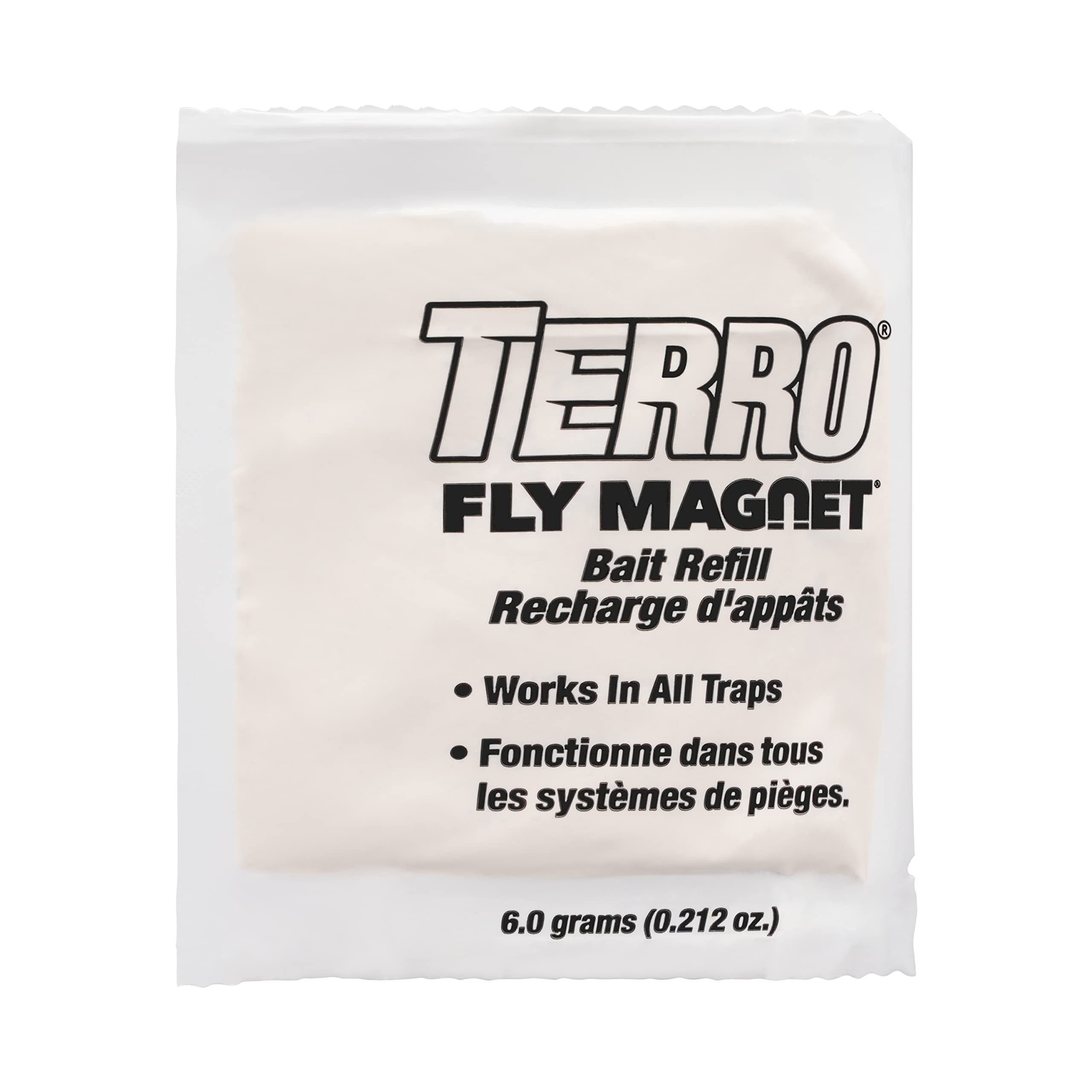 TERRO trap in use hanging outdoors demonstrating effective fly capture