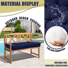 TESICA cushion installed on porch swing demonstrating secure fit and relaxed seating